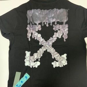 OFF-WHITE GRAY SMOKE DESIGN T-SHIRT